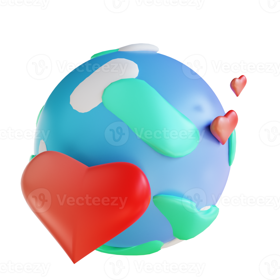 3D illustration love and earth png