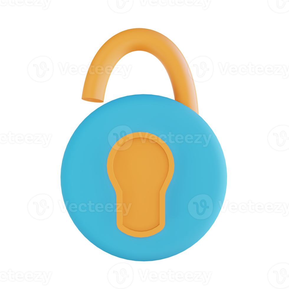 3D illustration security unlock png