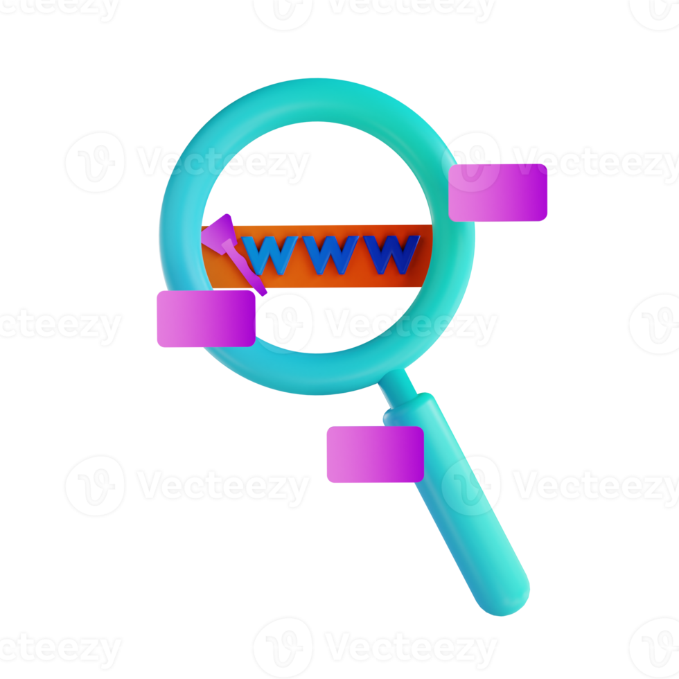 3D illustration data search and magnifying glass png