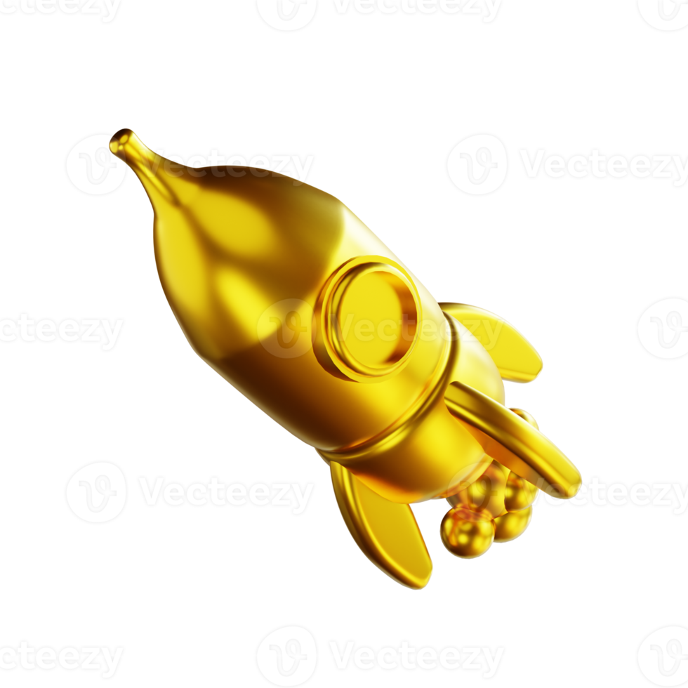 3D-Darstellung Goldene Rakete png