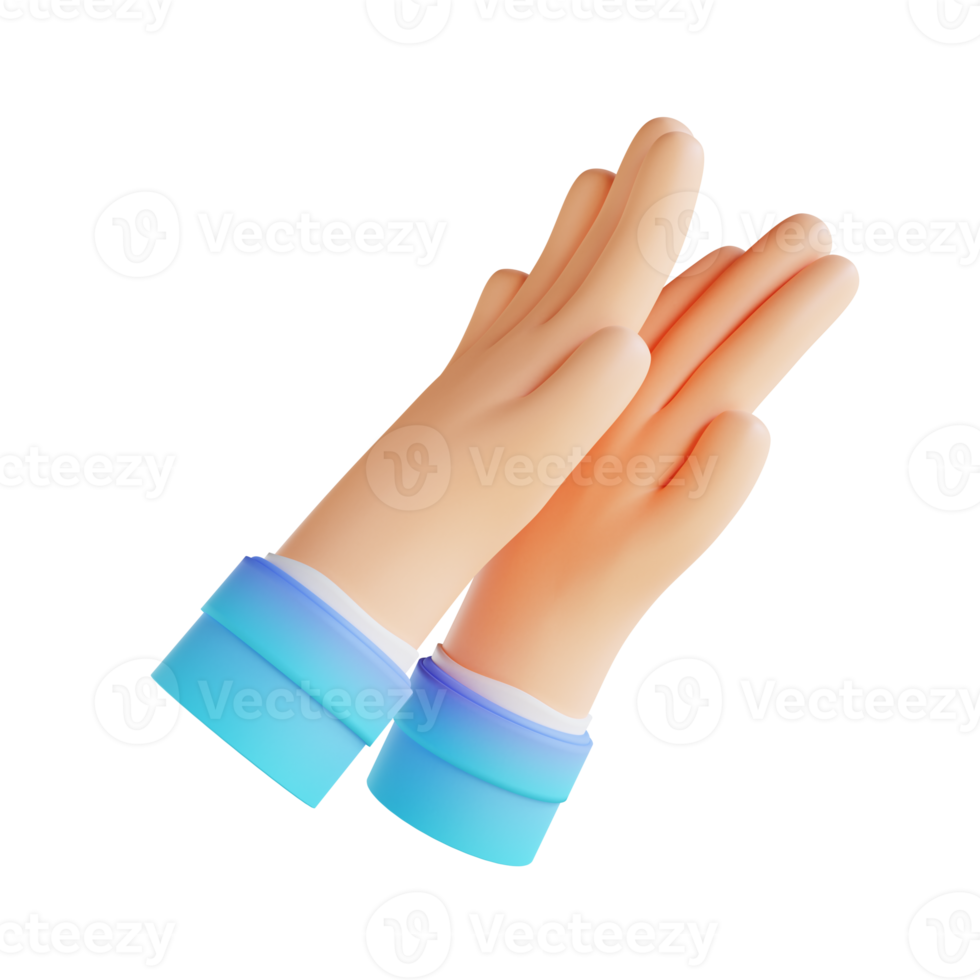 3D illustration clap hand gestures png
