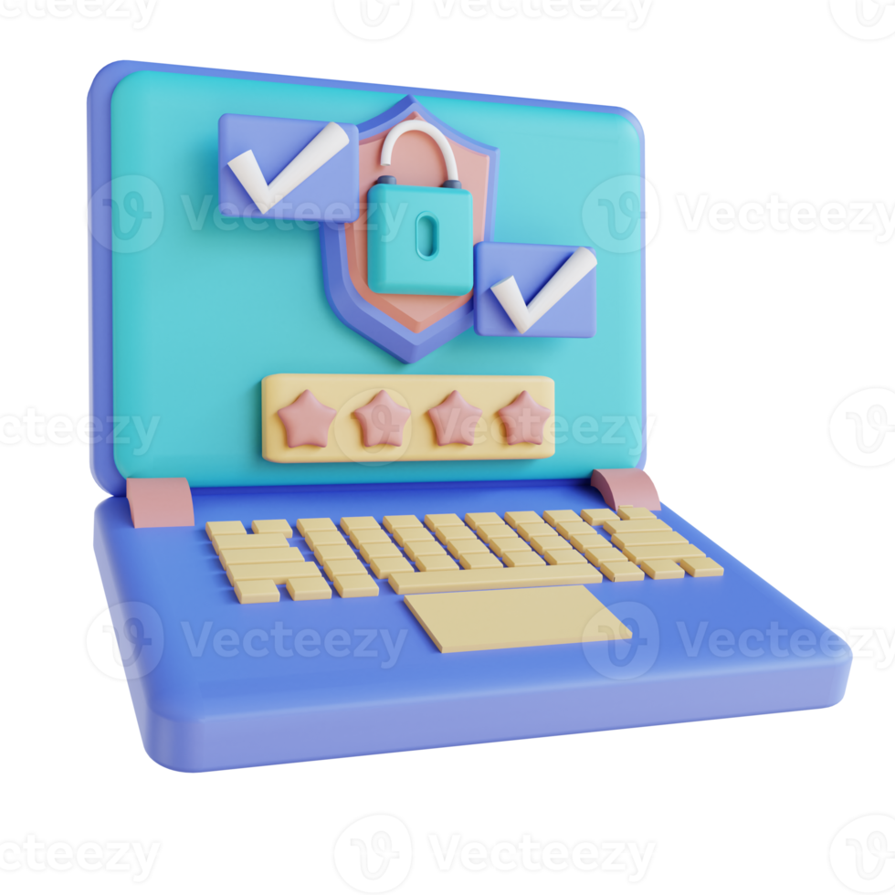 3D illustration laptop password is correct png