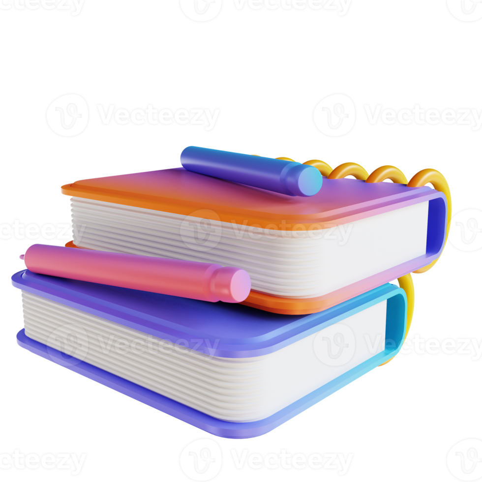 3D illustration notebook and pencil png