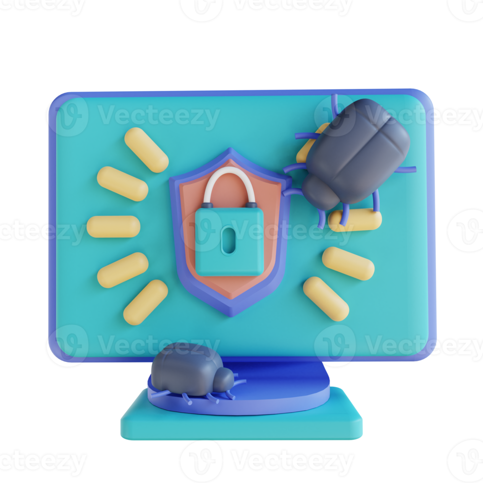 3d illustrazione virus computer sicurezza png