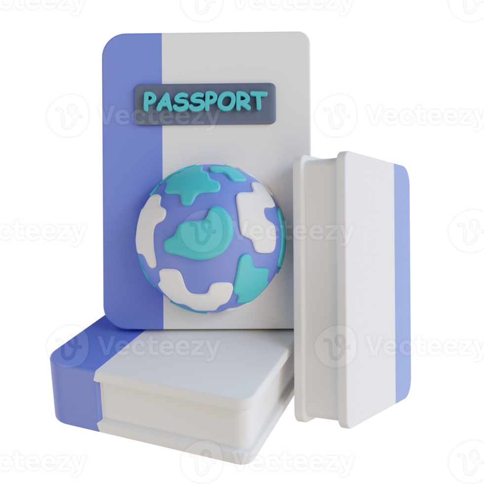 pasaporte de ilustración 3d png