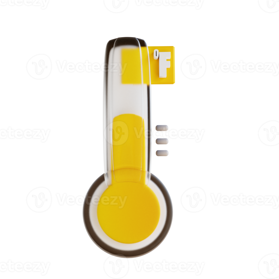 3D illustration Fahrenheit thermometer png