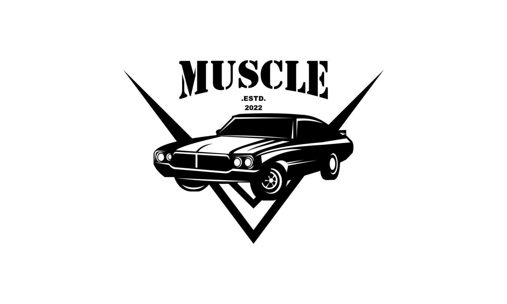 Muscle logo. Service car repair, car restoration and car club design elements. vector