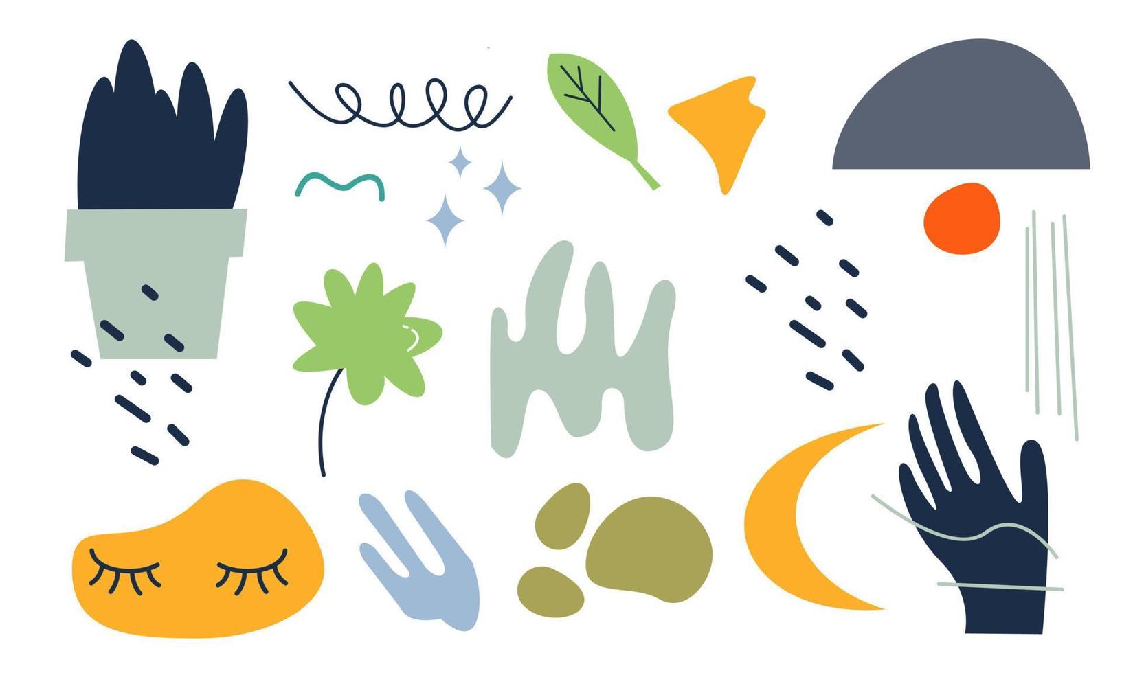 Modern trendy doodle and abstract nature icons vector illustration