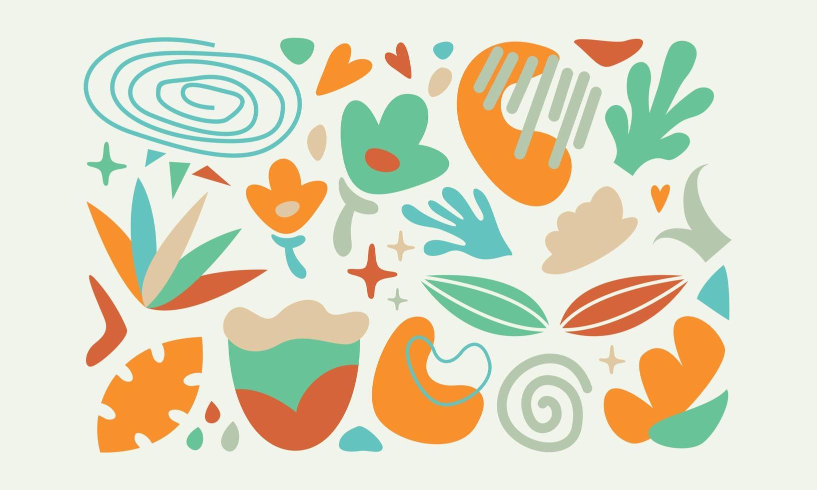 garabato de moda moderno e iconos de naturaleza abstracta ilustración vectorial vector