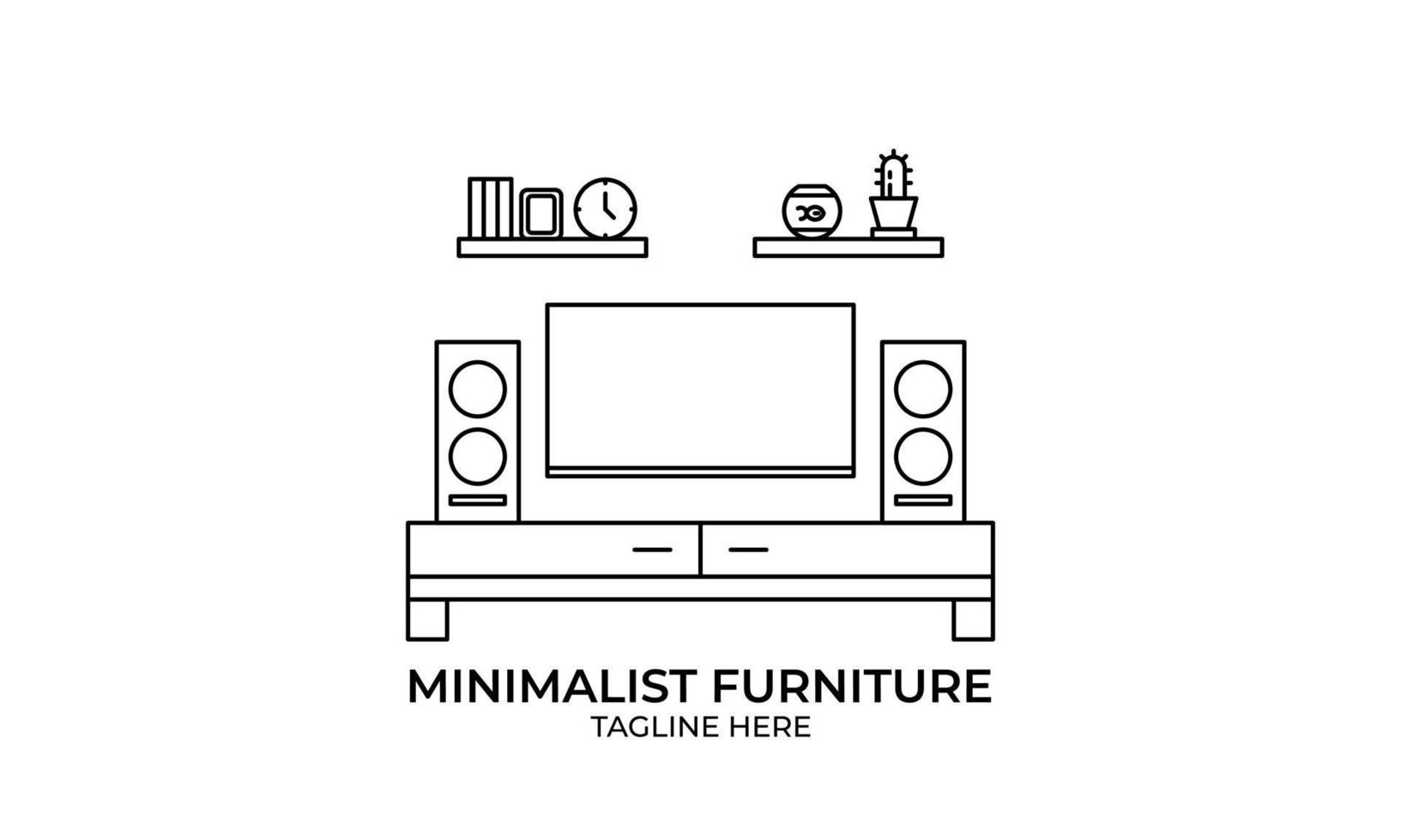 Minimalist furniture logo, line art furniture logo vector