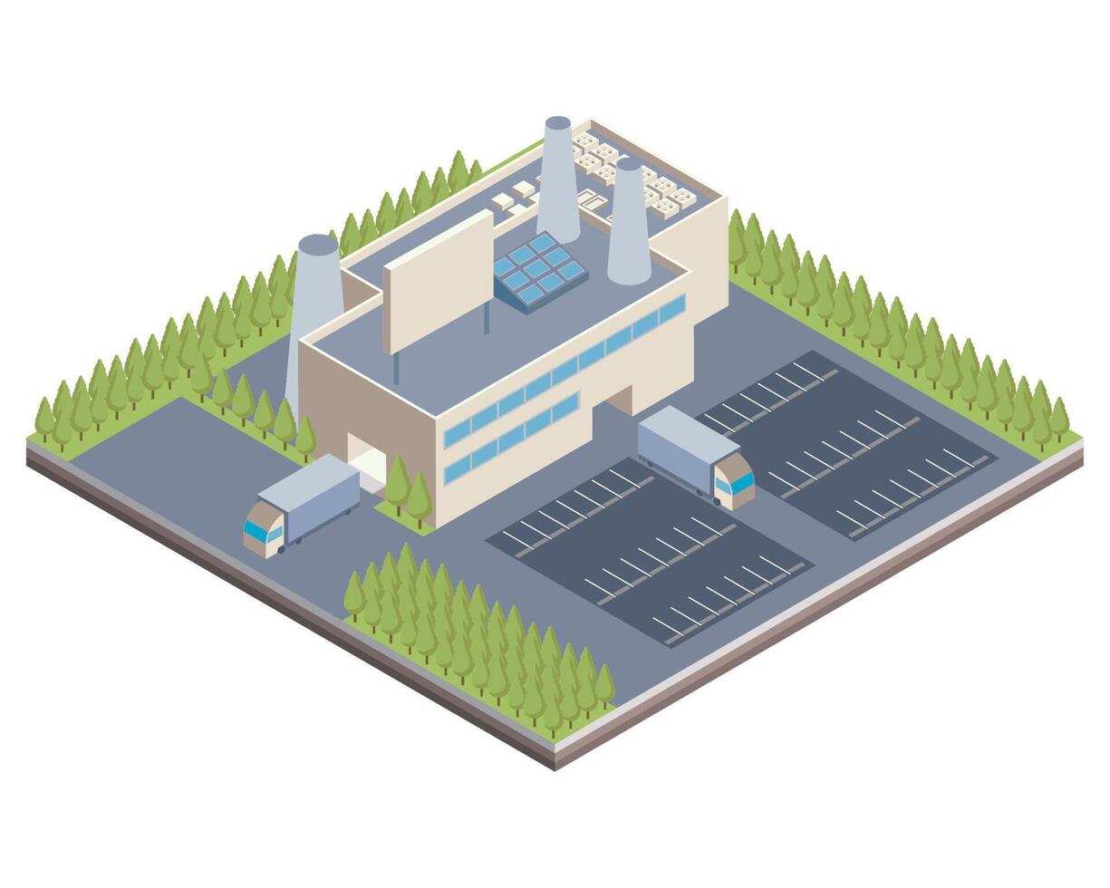 isometric industrial warehouse vector