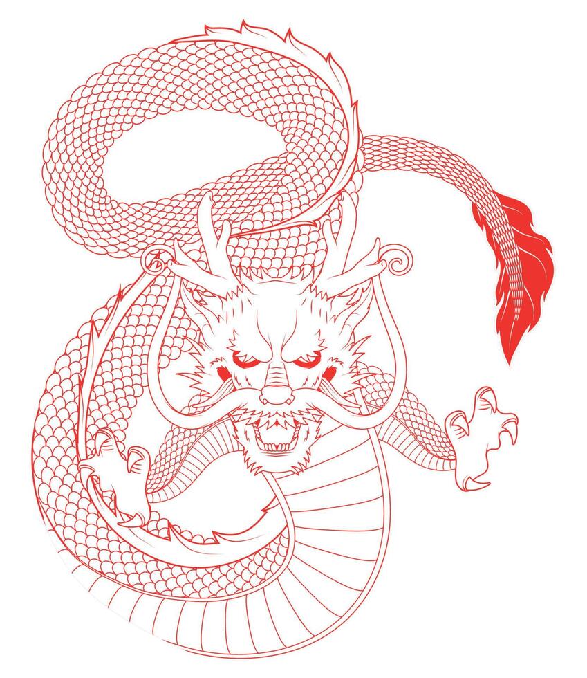 red chinese dragon vector