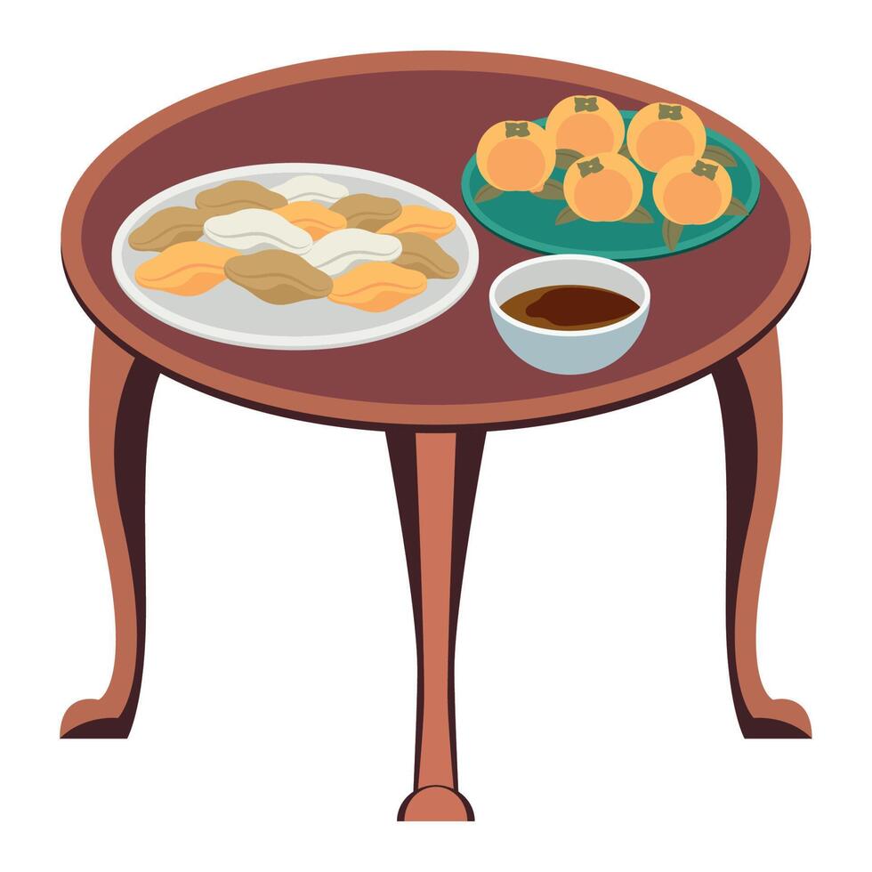 chuseok food in table vector