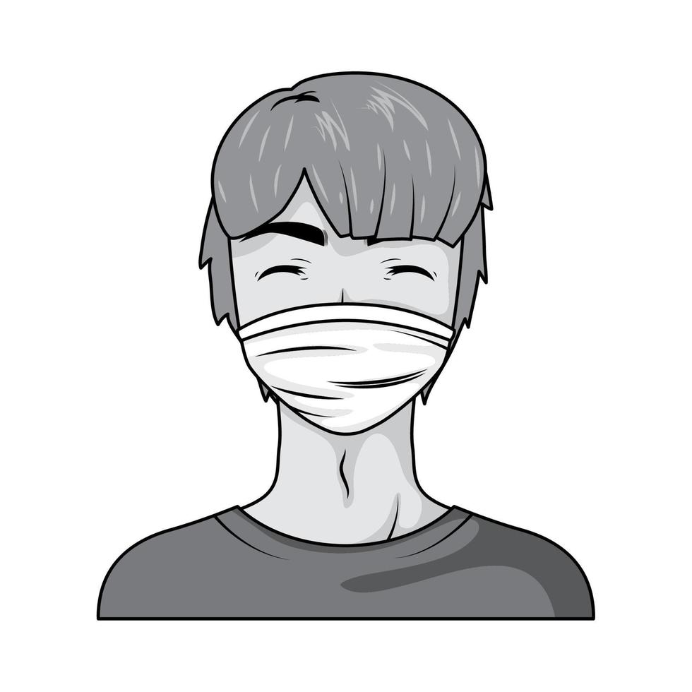 manga boy with mask vector