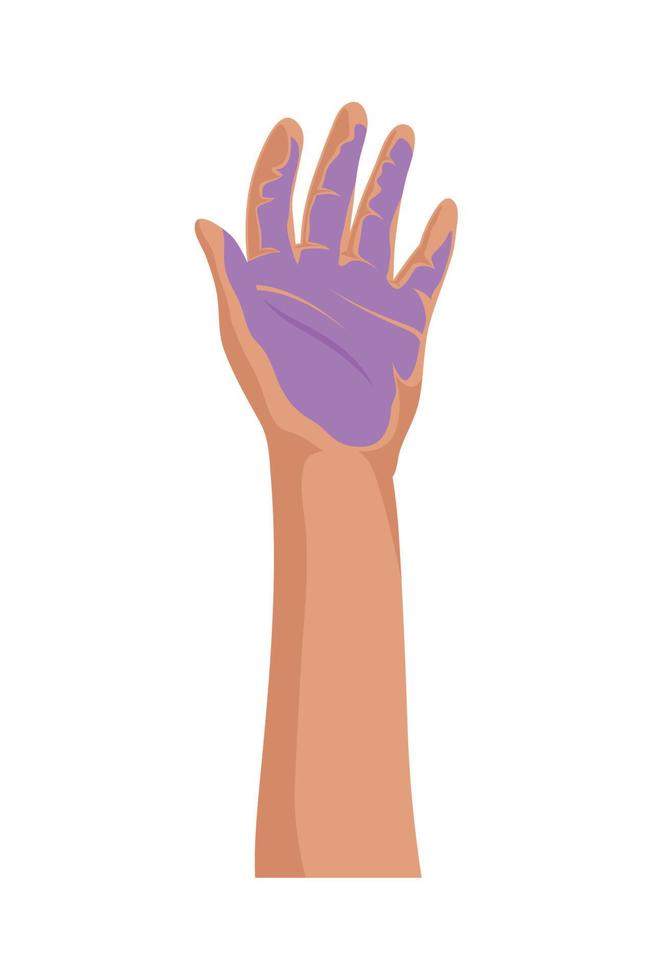 hand with purple paint vector