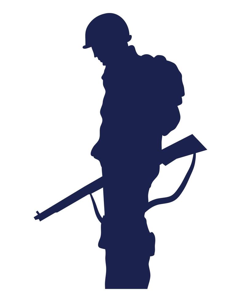 soldier standing silhouette vector