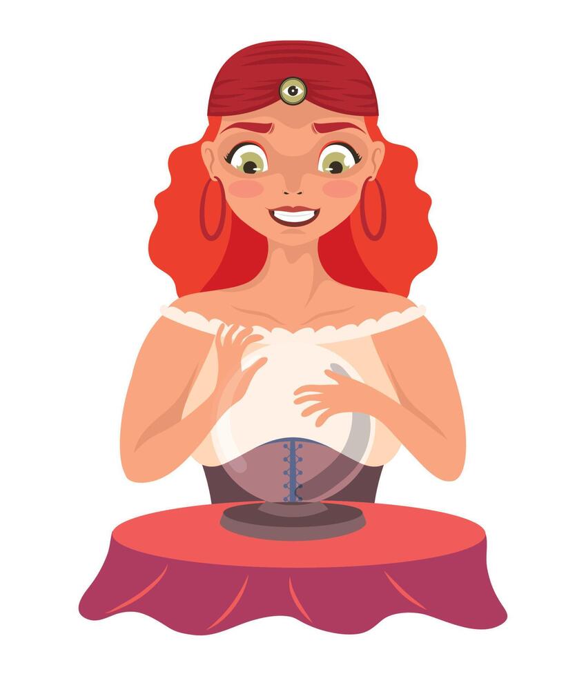 fortune teller with crystal ball vector