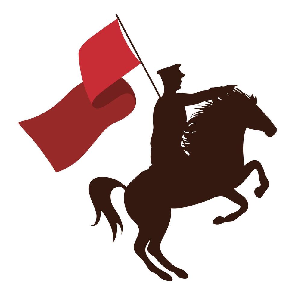 soldier with flag in horse vector