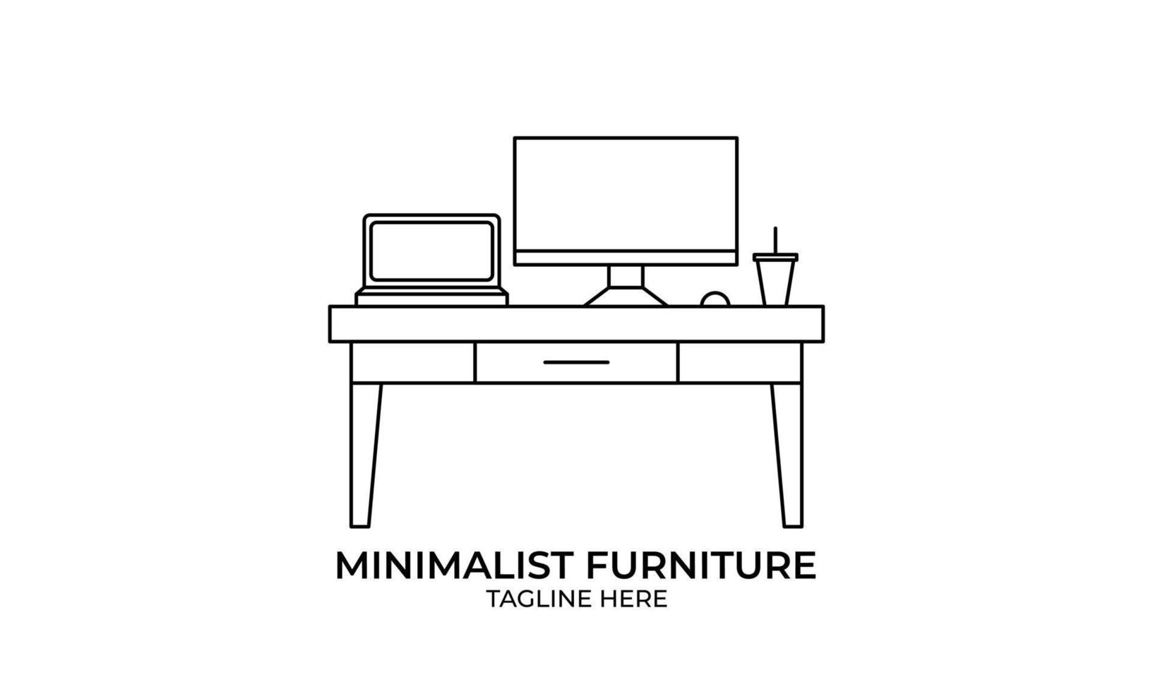 Minimalist furniture logo, line art furniture logo vector