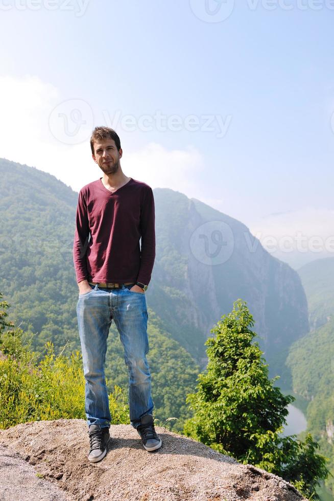 man jump in nature photo