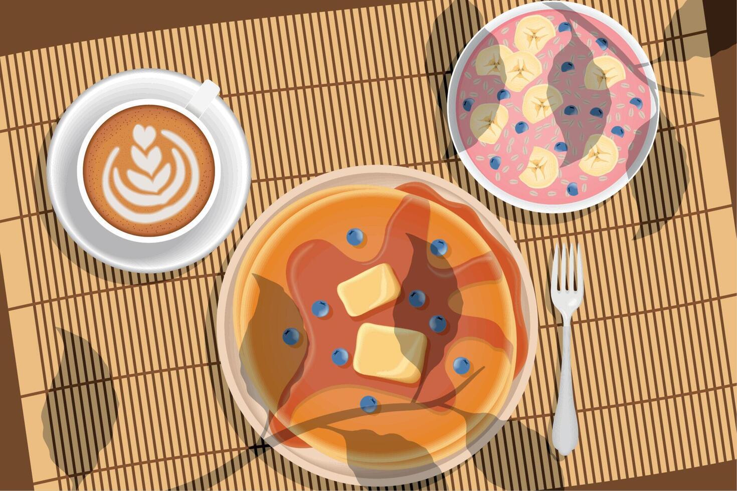 delicious breakfast air view vector