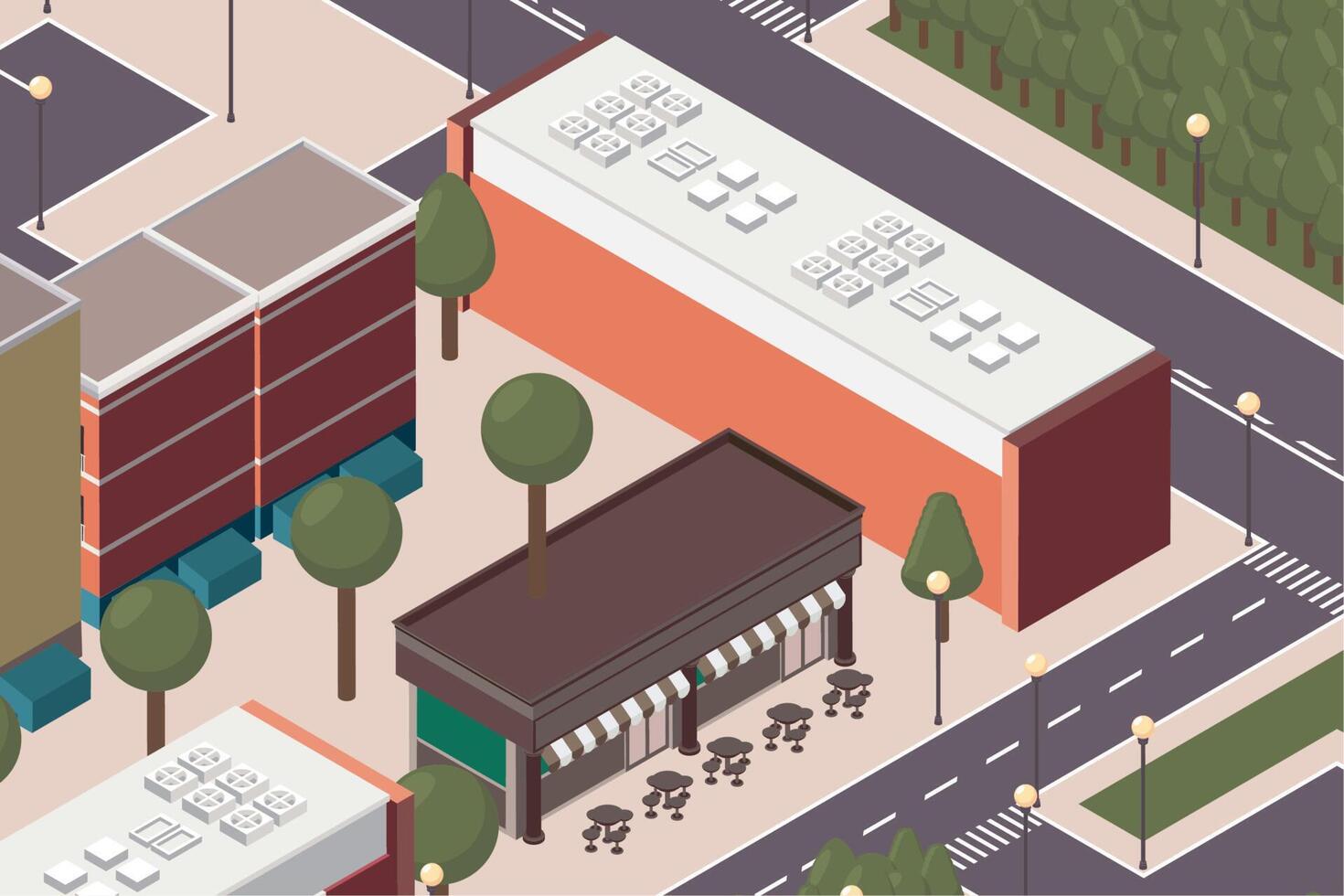 isometric city with streets vector