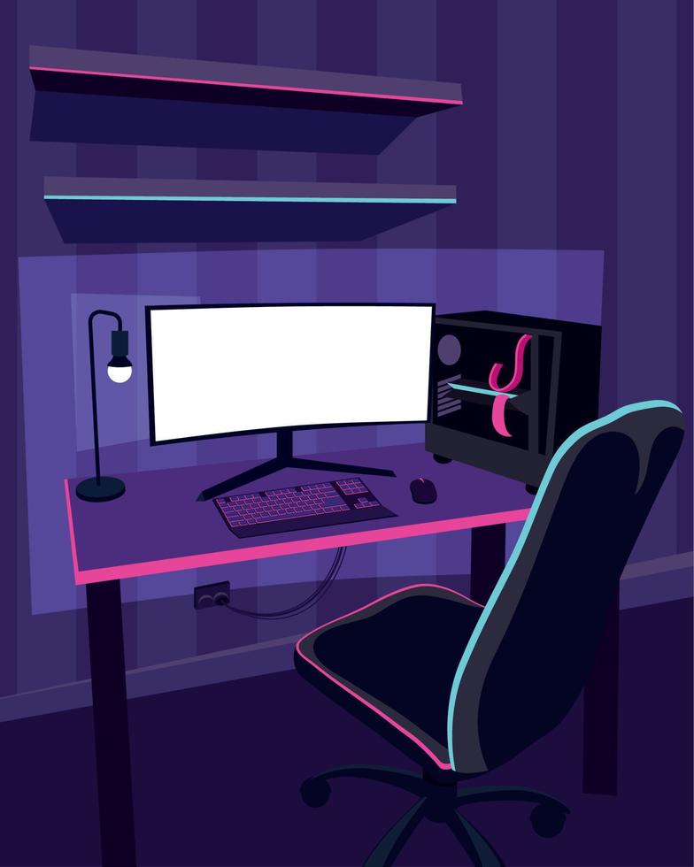 gamer room entertainment vector