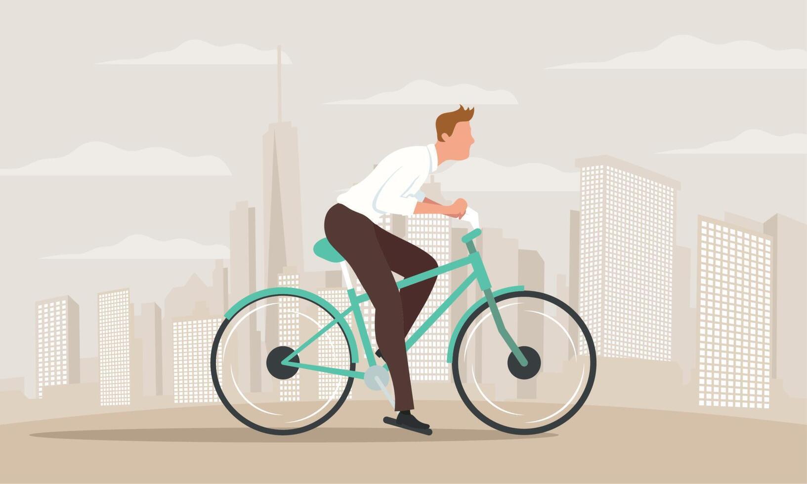 hombre montando bicicleta en la ciudad vector