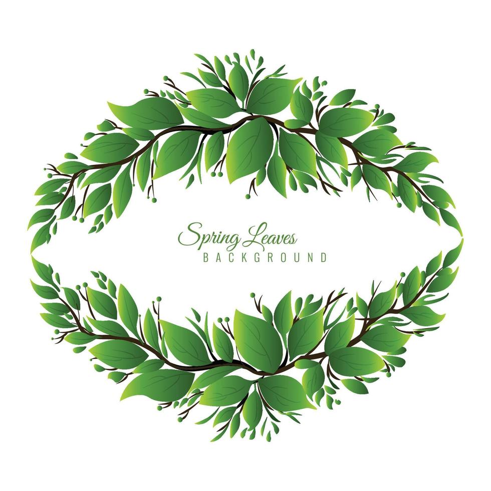 Decorative realistic green leaves frame design vector