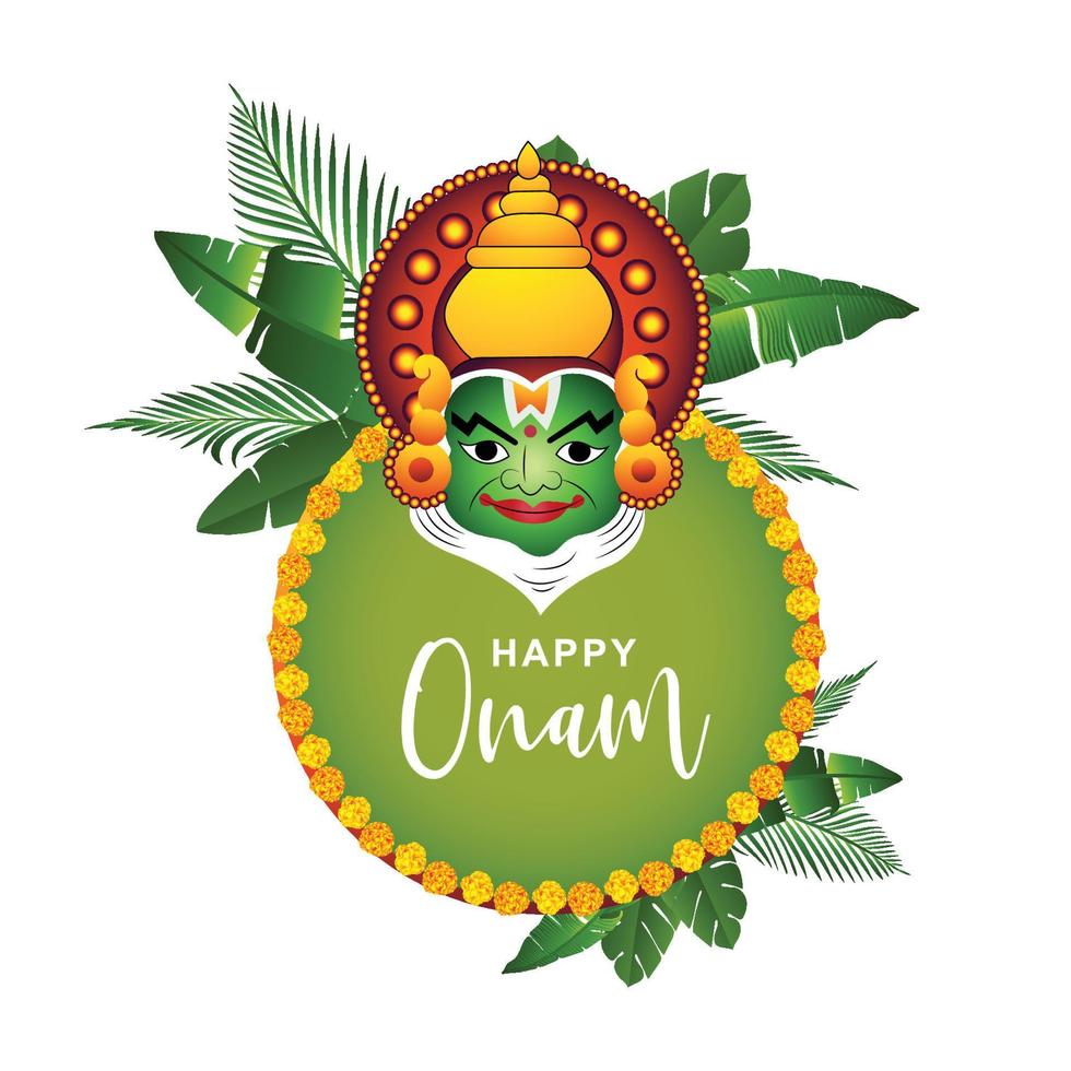 Happy onam festival of south india kerala holiday illustration background vector