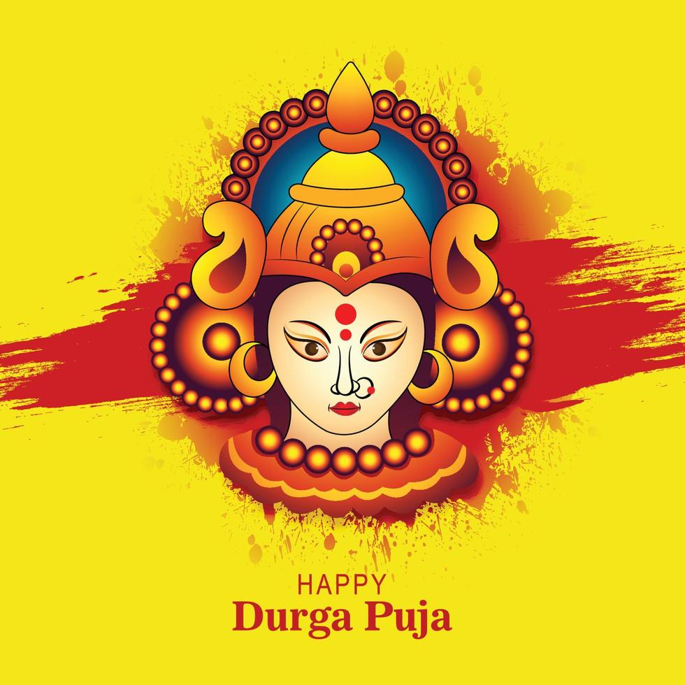 Beautiful face of goddess durga puja for shubh navratri festival background vector