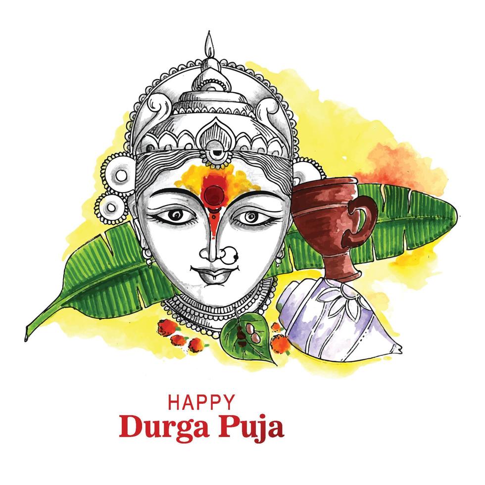 Happy durga puja and navratri celebration card background vector