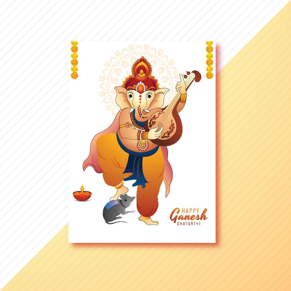 Lord ganesha brochure festival of ganesh chaturthi card design vector