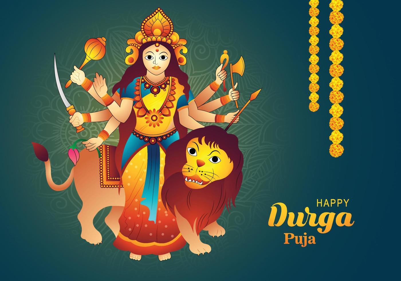 fondo hermoso de la tarjeta del festival de durga puja de la ilustración vector