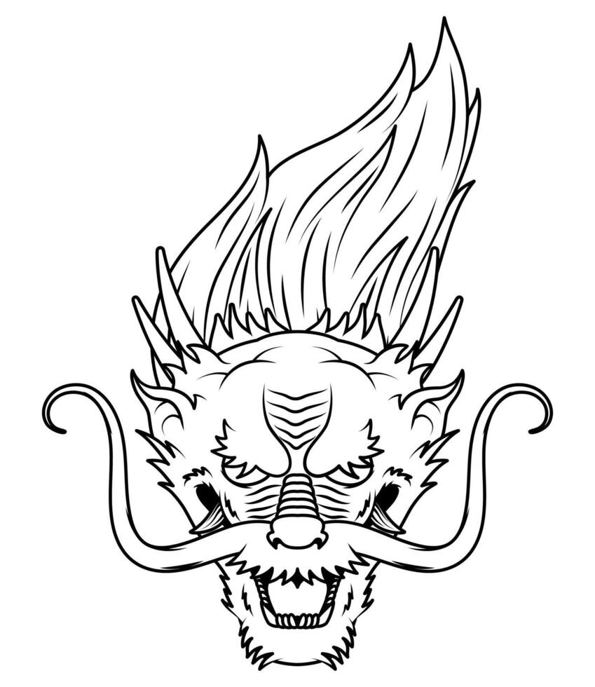 chinese dragon head draw vector