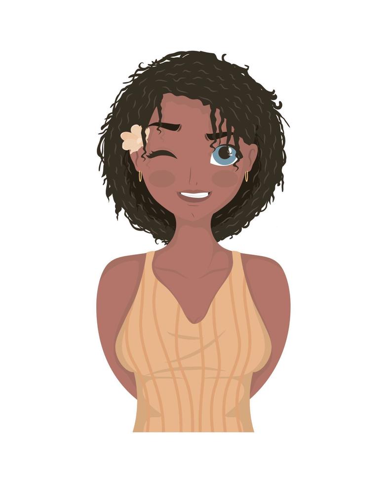 hermosa chica afro vector