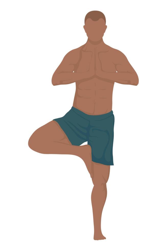 afro man practicing yoga vector