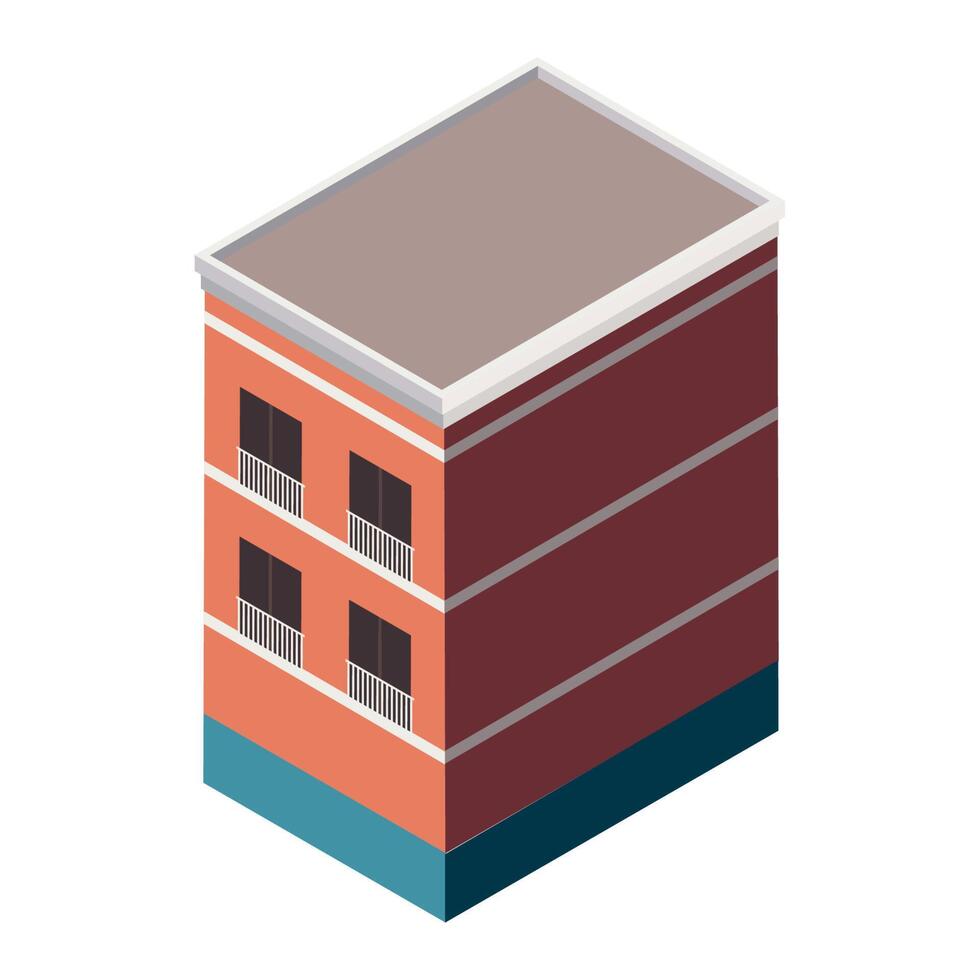 isometric building orange vector