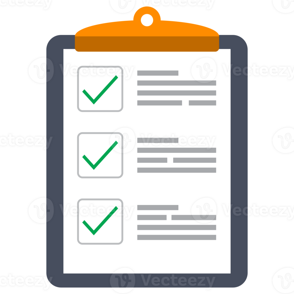 Clipboard and check marks. Flat style design png