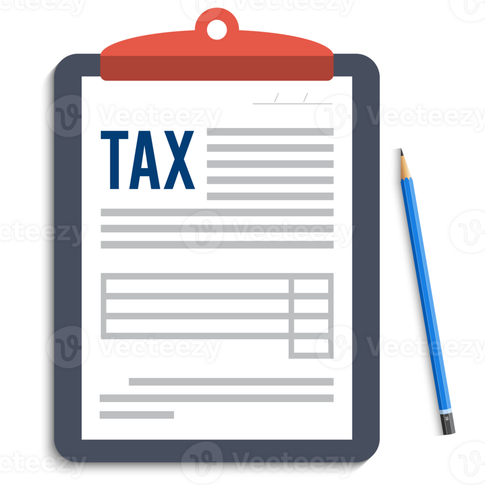 Tax form. Clipboard with tax form and pencil 10852917 PNG