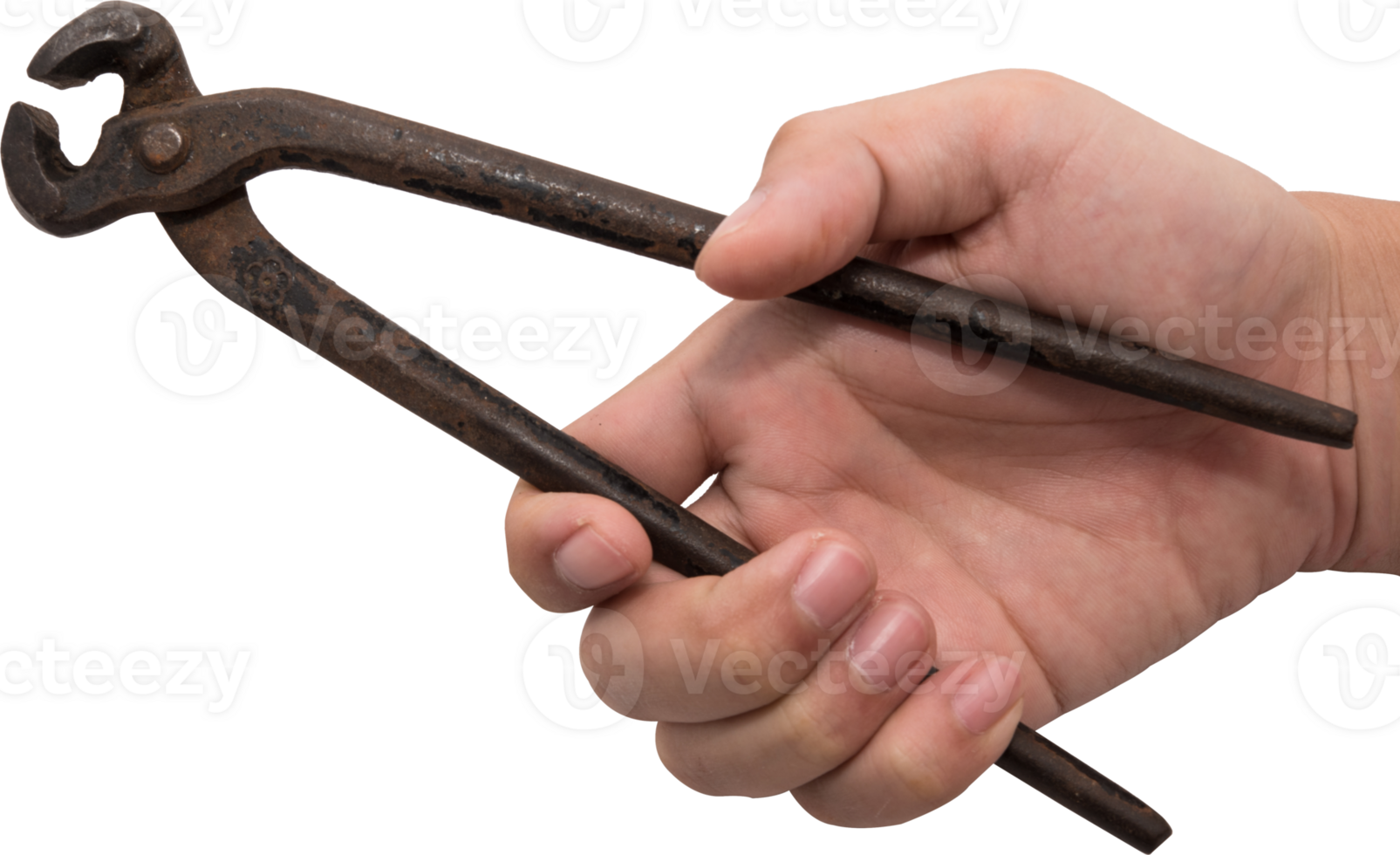 Man hand holding a wire cutter isolate 10852926 PNG