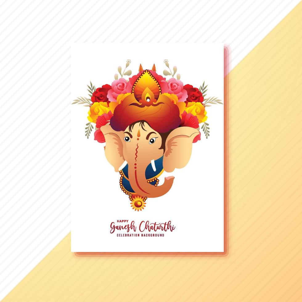 Lord ganesha brochure festival of ganesh chaturthi card design vector