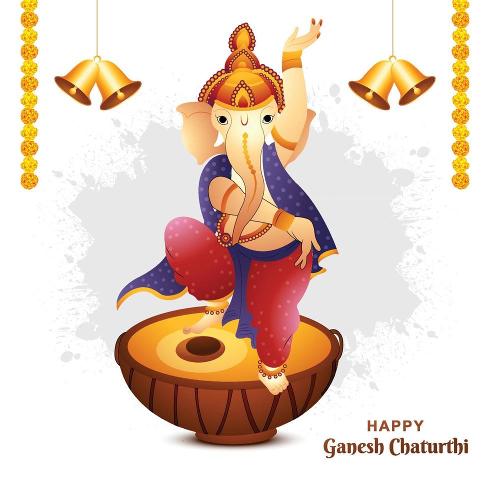 feliz ganesh chaturthi festival religioso indio tarjeta ilustración fondo vector