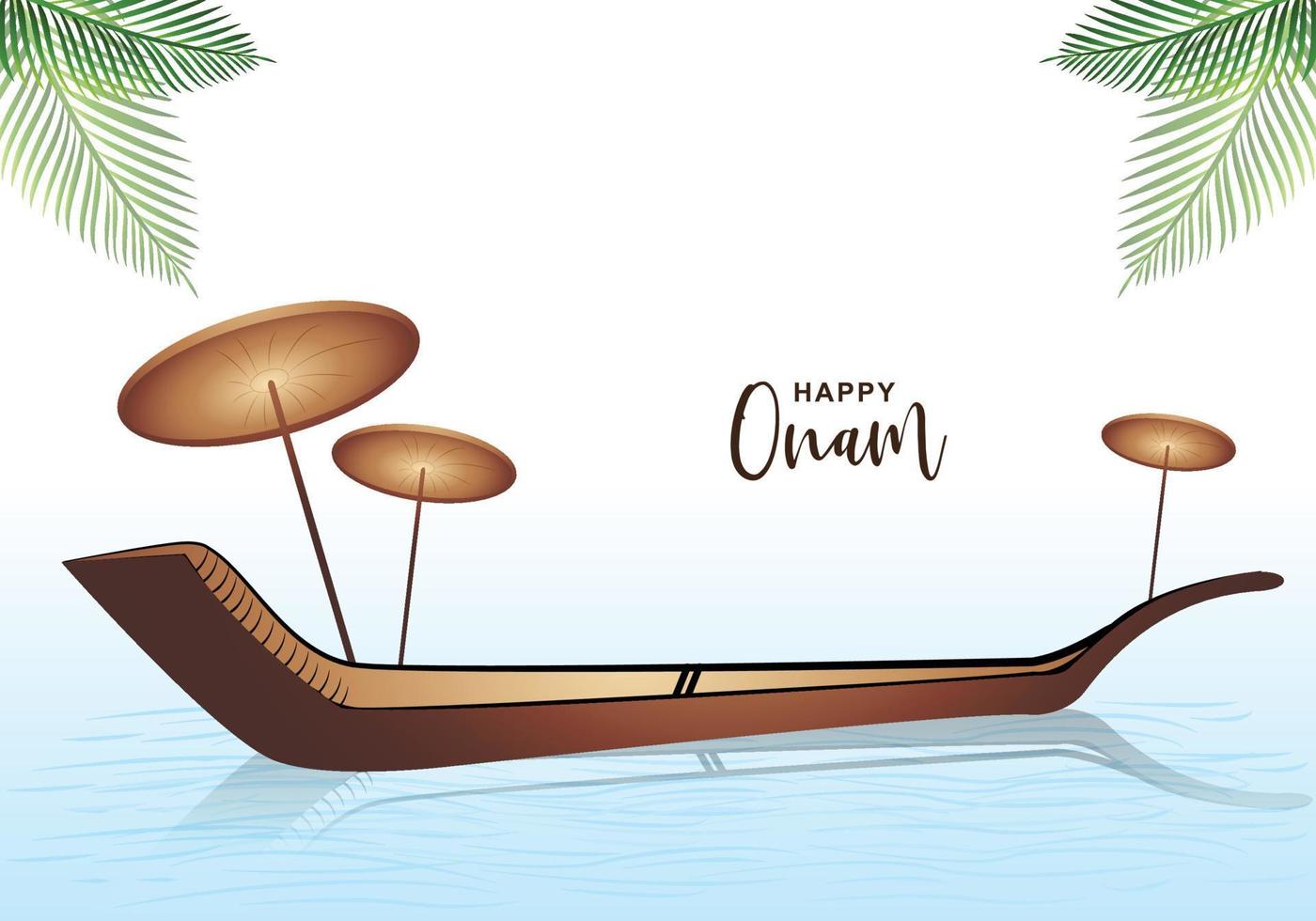 Snakeboat race in onam celebration card background vector