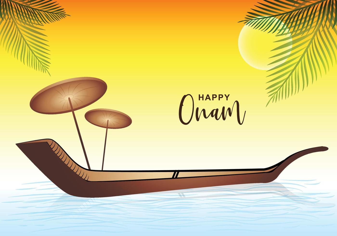 Snakeboat race in onam celebration card background vector