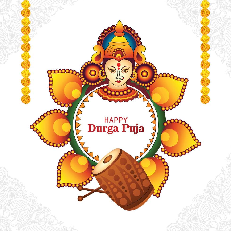 feliz durga puja india festival vacaciones tarjeta ilustración fondo vector