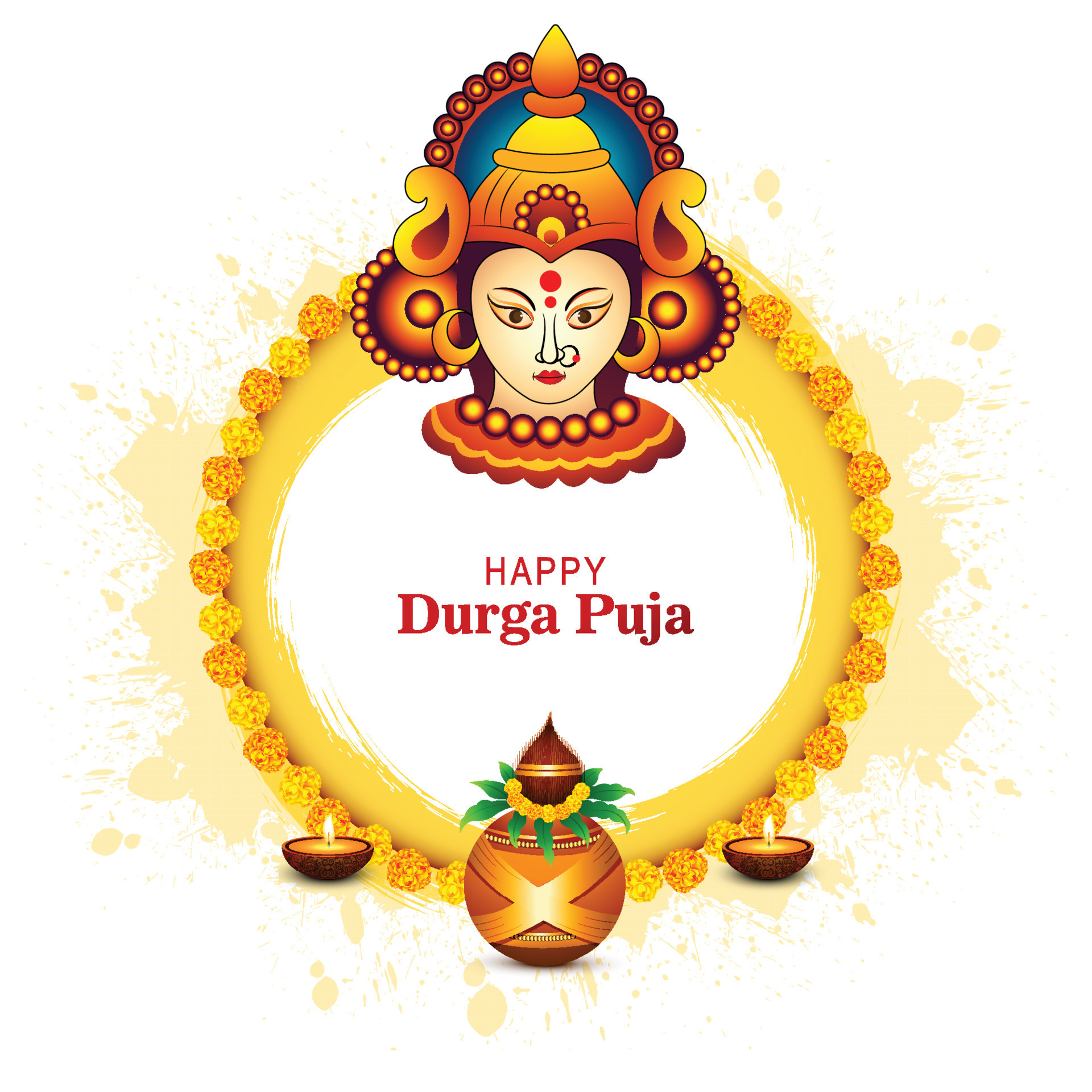 Beautiful face of goddess durga puja for shubh navratri festival background  10852957 Vector Art at Vecteezy