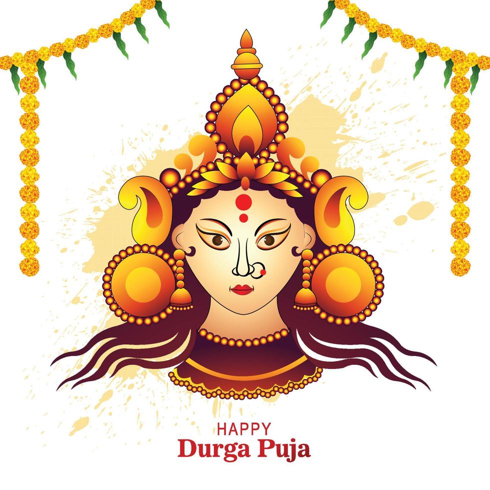 Happy navratri celebration on durga puja beautiful face card ...