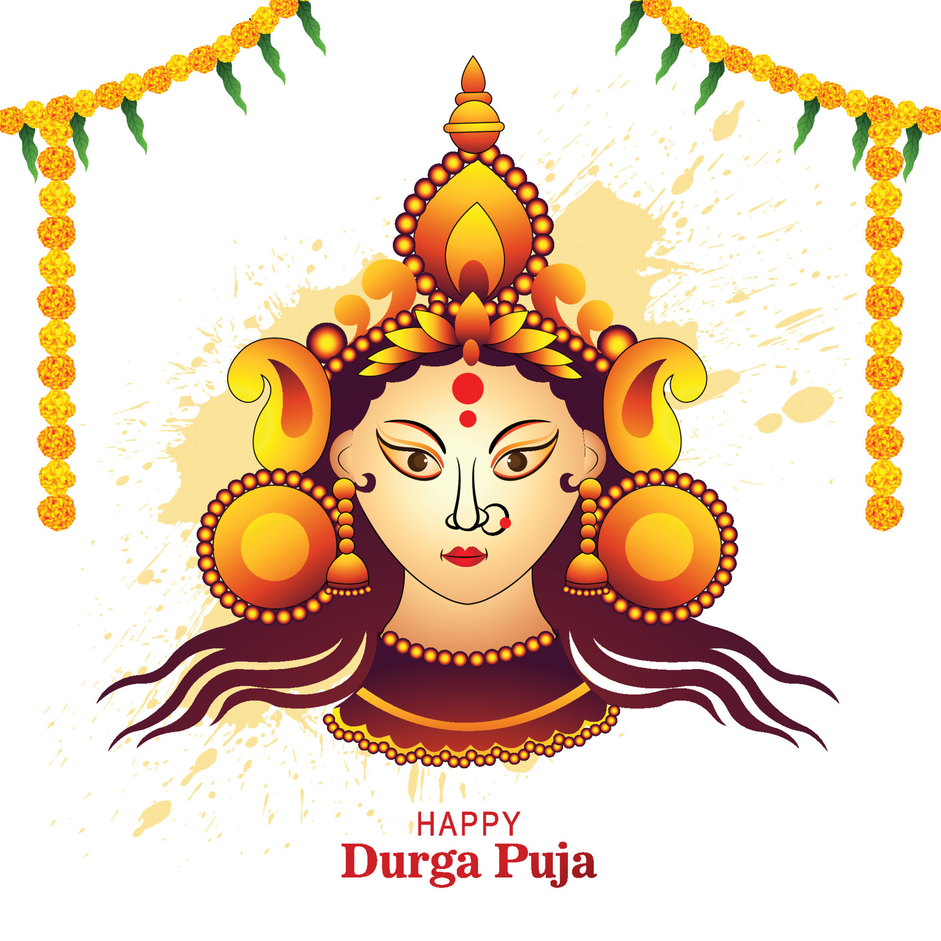 Happy navratri celebration on durga puja beautiful face card background