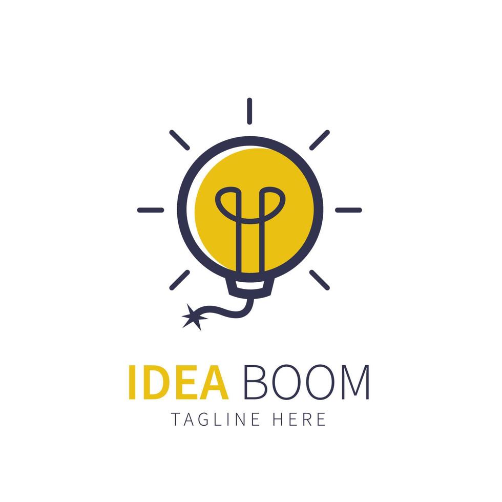 boom logo. illustration of a lamp with a bomb shape vector